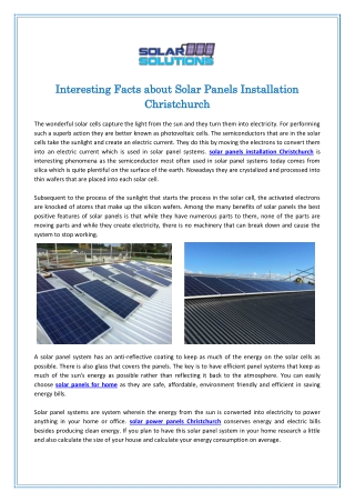 Interesting Facts about Solar Panels Installation Christchurch