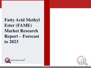 Fatty Acid Methyl Ester (Fame) Market – Upcoming Growth Opportunities, Revolutionary Trends & Future Benefits of Product