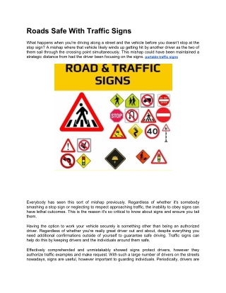 Roads Safe With Traffic Signs