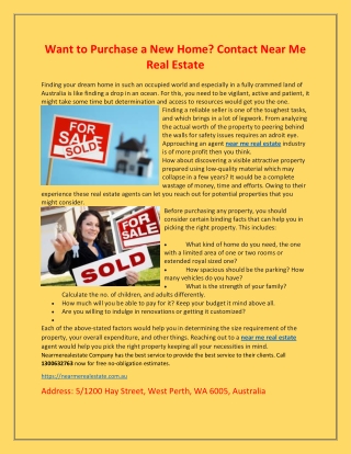 Want to Purchase a New Home? Contact Near Me Real Estate