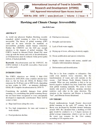 Hawking and Climate Change Irreversibility