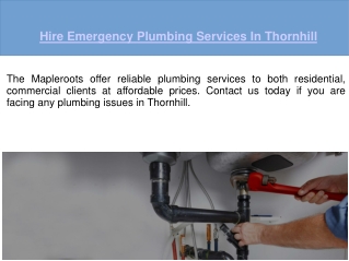 Emergency Plumber Thornhill