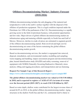 Offshore Decommissioning Market | Industry Forecast (2018-2026)