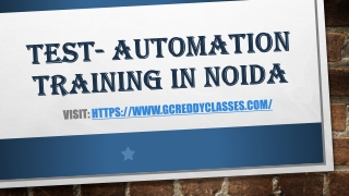 Test- Automation Training in Noida