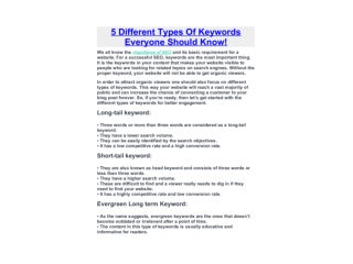 5 Different Types Of Keywords Everyone Should Know!