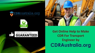 CDR for Transport Engineer Australia by CDRAustralia.org