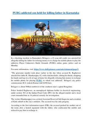 PUBG-addicted son held for killing father in Karnataka