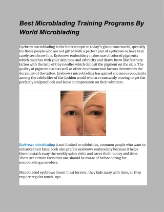 Best Microblading Training Programs By World Microblading