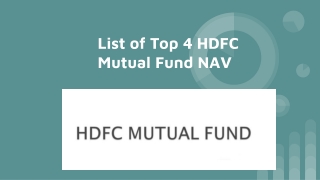 List of Top 4 HDFC Mutual Fund NAV