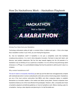 How Do Hackathons Work – Hackathon Playbook