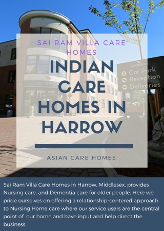 Indian Care Homes in Harrow - Sai Ram Villa Care Homes