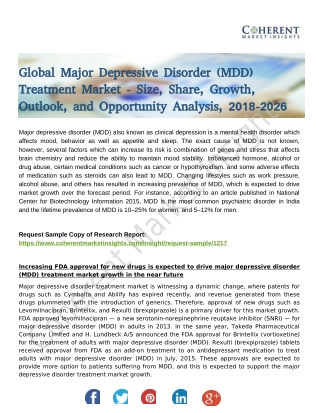 Major Depressive Disorder (MDD) Treatment Market Size, Application, Share, Qualitative Research and Competitive Strategy