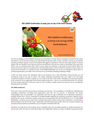 ISO 22000 Certification to keep you on top of the food industry