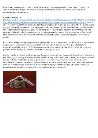 Making the most of Your Prospective On Earth Of Jewellery