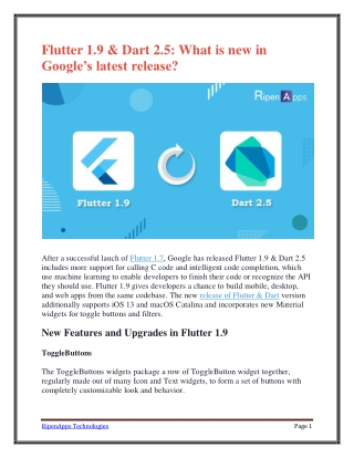 Flutter 1.9 & Dart 2.5: What is new in Google’s latest release?