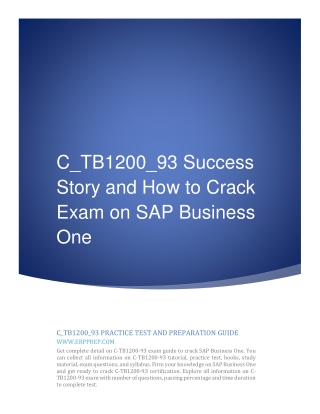 C_TB1200_93 Study Guide and How to Crack Exam on SAP Business One