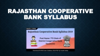 Rajasthan Cooperative Bank Syllabus 2019 राजस्थान सहकारी बैंक पाठ्यक्रम