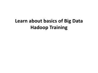 Learn about basics of Big Data Hadoop Training