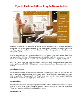 Tips to Pack and Move Fragile Items Safely