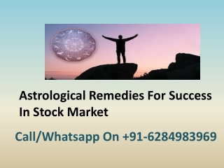 Astrological Remedies For Success In Stock Market