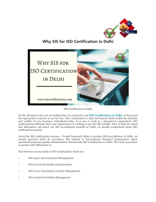 Why SIS for ISO Certification in Delhi