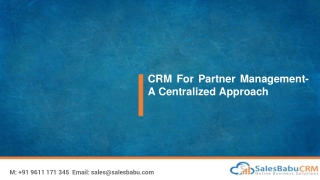 CRM For Partner Management- A Centralized Approach