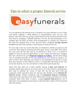 Tips to select a proper funeral service