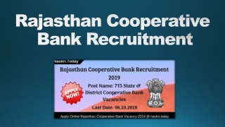 Rajasthan Cooperative Bank Recruitment 2019 Apply RSCB 715 Posts