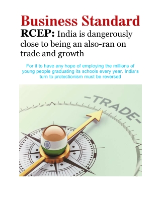 RCEP- India is Dangerously Close to Being an Also-ran on Trade and Growth