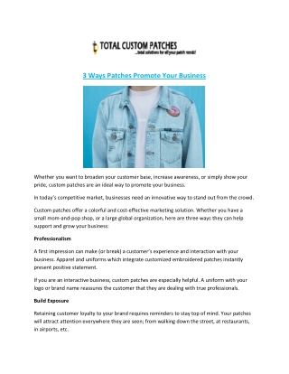 3 Ways Patches Promote Your Business