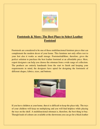 Footstools & More: The Best Place to Select Leather Footstool