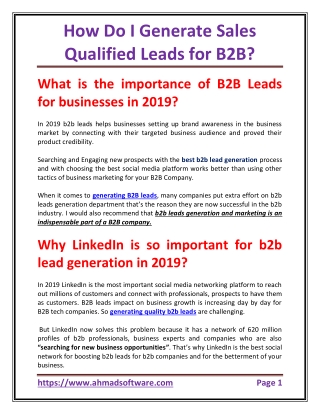 How Do I Generate Sales Qualified Leads for B2B