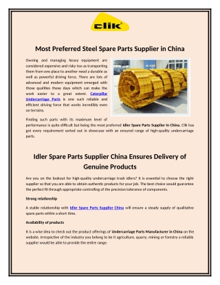 Most Preferred Steel Spare Parts Supplier in China