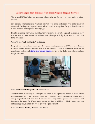 A Few Signs that Indicate You Need Copier Repair Service