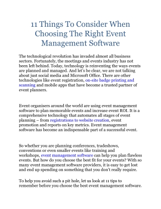 11 Things To Consider When Choosing The Right Event Management Software