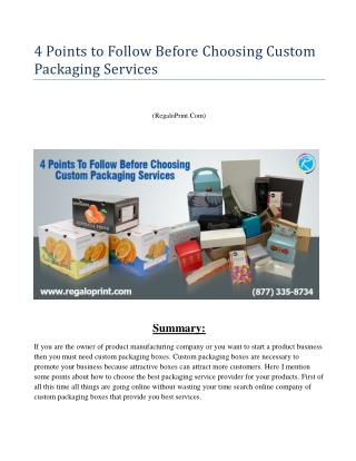 4 Points to Follow Before Choosing Custom Packaging Services