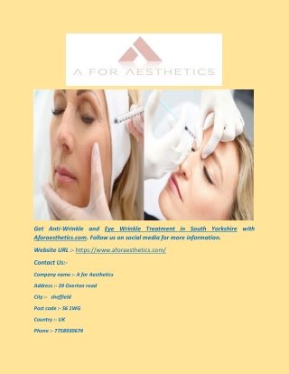 Eye Wrinkle Treatment in South Yorkshire - Aforaesthetics.com