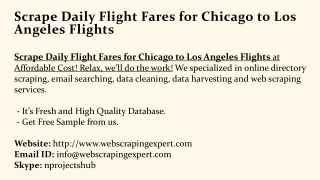 Scrape Daily Flight Fares for Chicago to Los Angeles Flights