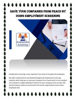 Save your Companies From Fraud by Doing Employment Screening