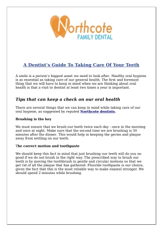 A Dentist’s Guide To Taking Care Of Your Teeth