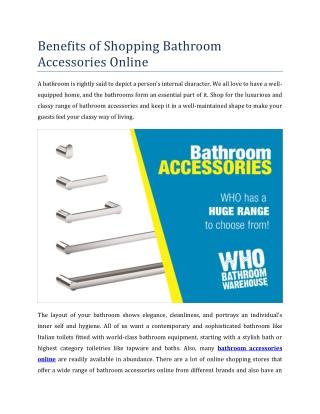 Benefits of Shopping Bathroom Accessories Online