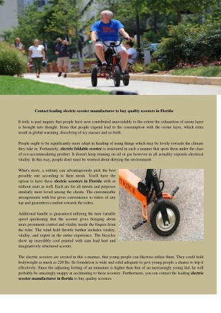Electric scooter manufacturer in Florida