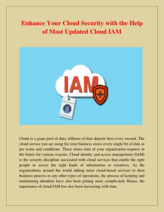 Enhance Your Cloud Security with the Help of Most Updated Cloud IAM