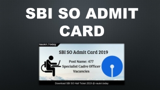 SBI SO Admit Card 2019 | Download SBI SO Call Letter & Exam Date