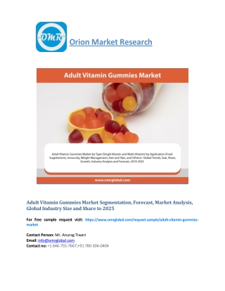 Adult Vitamin Gummies Market: Global Industry Growth, Market Size, Share and Forecast 2019-2025