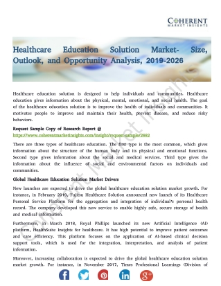 Healthcare Education Solution Market- Size, Outlook, and Opportunity Analysis, 2019-2026