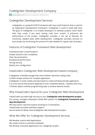 CodeIgniter Development Company Delhi