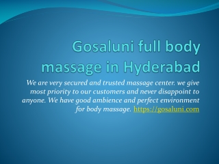 Female to male body massage services at home in hyderabad | Gosaluni
