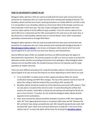 HOW TO USE BIOSAFETY CABINET IN LAB