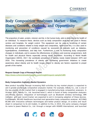 Body Composition Analyzers Market Expansion to be Persistent During 2026